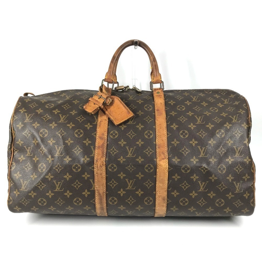 LOUIS VUITTON Authentic Brown Monogram Canvas Keepall 55 Boston Bag